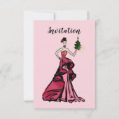 ツリー付きクリスマスファッションイラストレーション 招待状 (正面)