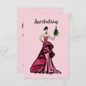 ツリー付きクリスマスファッションイラストレーション 招待状 (正面/裏面)