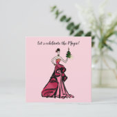 ツリー付きクリスマスファッションイラストレーション 招待状 (スタンド正面)