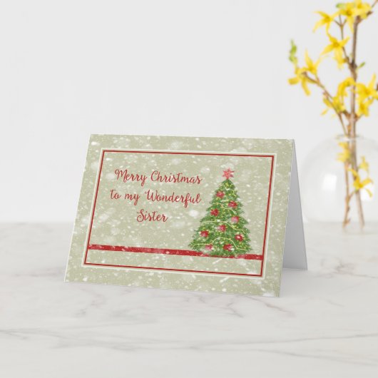 ツリー付きシスターグリーンのクリスマスカード カード (黄色い花)
