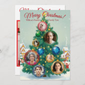 ツリー付き赤クリスマスカードオーナメント シーズンカード (正面/裏面)