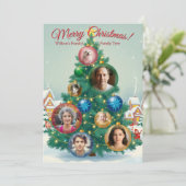 ツリー付き赤クリスマスカードオーナメント シーズンカード (スタンド正面)