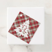 ツリー付き赤、モカ&クリームプレイド フェイバータグ (インサイチュ)