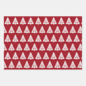 ツリー付き赤、モカ&クリームプレイド ラッピングペーパーシート (正面2)