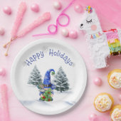 ツリー付き青いクリスマス格言 ペーパープレート (パーティー)