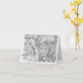 ツリー内の猫 カード (黄色い花)