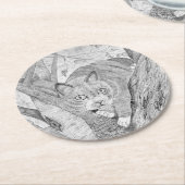 ツリー内の猫 ラウンドペーパーコースター (アングル)