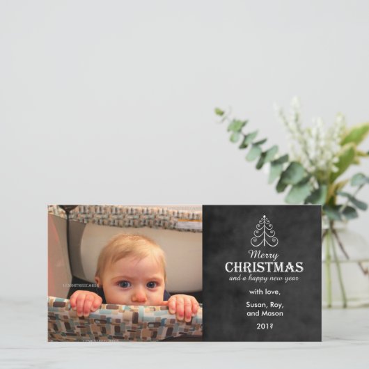 ツリー写真カード付きメリークリスマスシャルボード シーズンカード (スタンド正面)