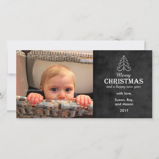 ツリー写真カード付きメリークリスマスシャルボード シーズンカード (正面)
