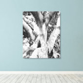 ツリー写真 – 白黒ツリーモノクロ太線 キャンバスプリント (インサイチュ (ウッドフロア))