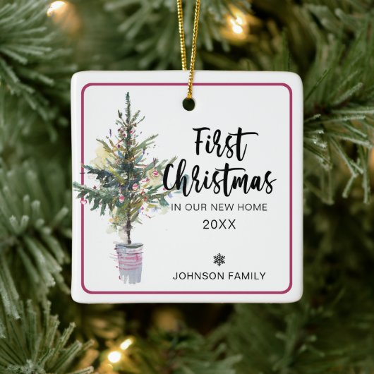 ツリー初めてのクリスマスの新しいホーム写真 セラミックオーナメント (ツリー)