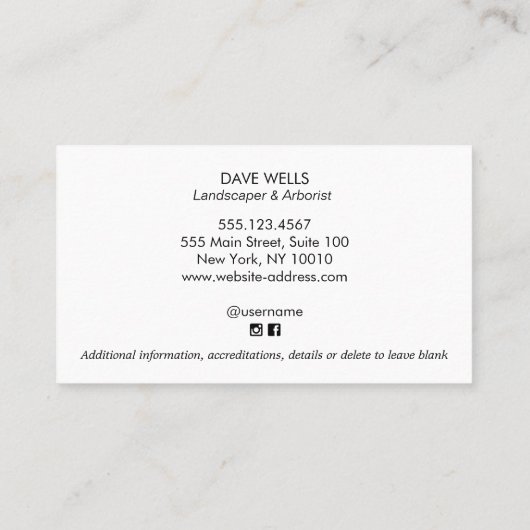 ツリー地主造園エンブレムブシンビジネス 名刺 (裏面)