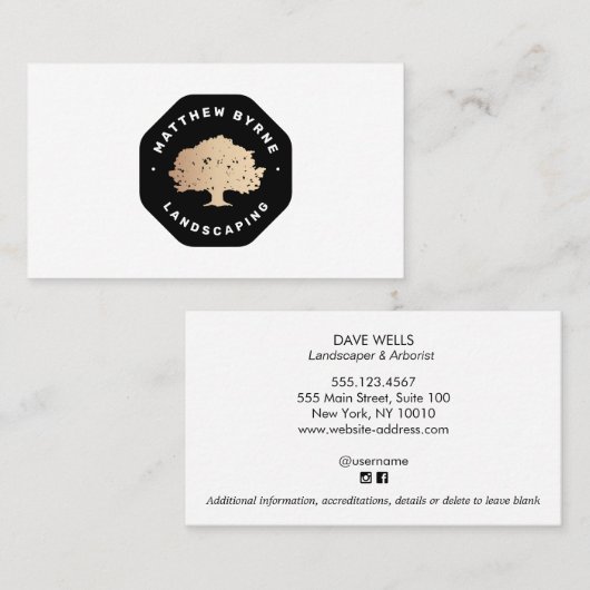 ツリー地主造園エンブレムブシンビジネス 名刺 (正面/裏面)