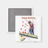 ツリー外科医アルボリスト誕生日カード マグネット (正面/裏面)