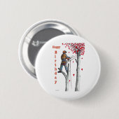 ツリー外科医アルボリスト誕生日カード 缶バッジ (正面&裏面)