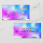 ツリー女性シルエットホログラフィックヨガインストラクター 名刺 (正面/裏面)