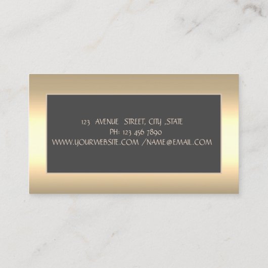 ツリー女性シルエット，金ゴールドヨガインストラクター 名刺 (裏面)