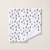 ツリー山イラストレーション柄浴用タオルセット バスタオルセット (ウォッシュタオル)