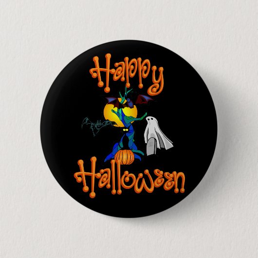 ツリー幽霊のよく出るボタン 缶バッジ (正面)