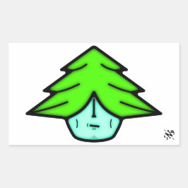 ツリー戦士(顔のような漫画) v1平方ステッカー 長方形シール
