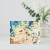 ツリー抽象芸術オレンジと青の背景 ポストカード (スタンド正面)