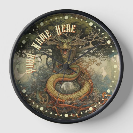 ツリー日本の・ドラゴン 壁時計 (正面)