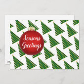 ツリー柄のモダンなホリデーカード 赤い飾り シーズンカード (正面/裏面)
