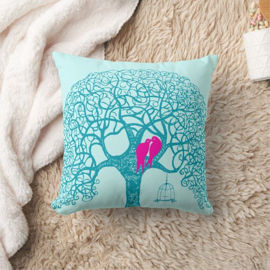 ツリー渦巻形のラブバード任意の色の枕を選択 クッション (ブランケット)