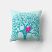 ツリー渦巻形のラブバード任意の色の枕を選択 クッション (裏面)