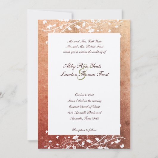 ツリー温素朴赤色結婚式招待状 招待状 (正面)