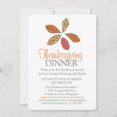 ツリー秋感謝祭ディナーオレンジ招待 招待状 (正面)
