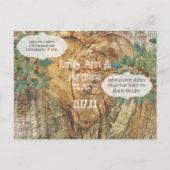 ツリー素朴のハート日付の保存 案内ポストカード (裏面)