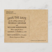 ツリー素朴ウェディング日付の保存 案内ポストカード (裏面)