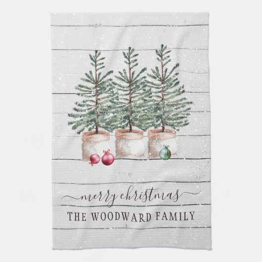 ツリー素朴クリスマスキッチンタオル キッチンタオル (縦)