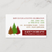 ツリー素朴シルエット、クリスマスパーティーチケット エンクロージャーカード (裏面)