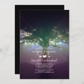 ツリー素朴ストリングライトガーデンリハーサルディナー 招待状 (正面/裏面)