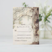 ツリー素朴ハートウェディングRSVPカード 出欠カード (スタンド正面)