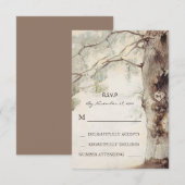 ツリー素朴ハートウェディングRSVPカード 出欠カード (正面/裏面)