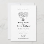 ツリー素朴ハートボホ結婚式招待状 招待状 (正面)