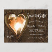 ツリー素朴ハート写真Save the Date 結婚's Post ポストカード (正面)