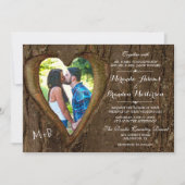 ツリー素朴ハート国の結婚式の写真 招待状 (正面)