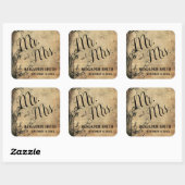 ツリー素朴ブランチヴィンテージブラウン結婚式の引き出物 スクエアシール (シート)