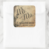 ツリー素朴ブランチヴィンテージブラウン結婚式の引き出物 スクエアシール (バッグ)