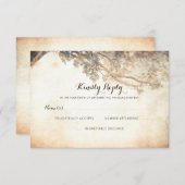 ツリー素朴ブランチ屋外結婚式RSVP 出欠カード (正面/裏面)