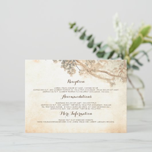 ツリー素朴ブランチ結婚の情報ゲスト エンクロージャーカード (スタンド正面)