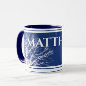 ツリー素朴ブルー名マパーソナライズされたグ マグカップ (正面左)
