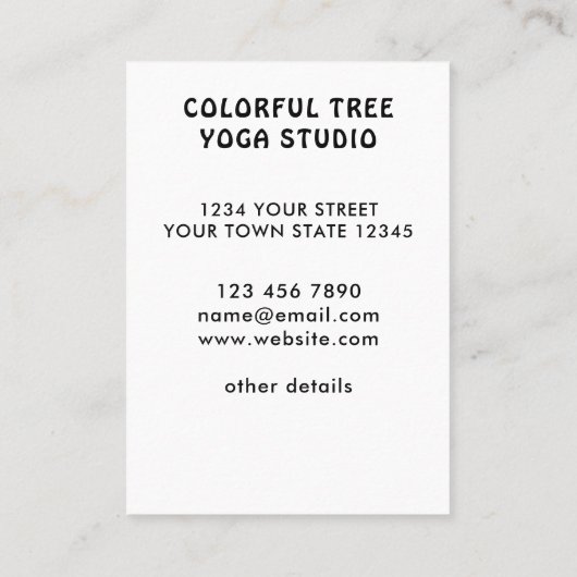 ツリー素朴ヨガスタジオビジネスカード 名刺 (裏面)