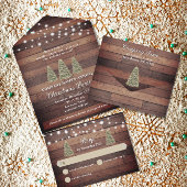 ツリー素朴ライト&ウッドカンパニークリスマスパーティー オールインワン招待状