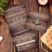 ツリー素朴ライト&ウッドカンパニークリスマスパーティー オールインワン招待状