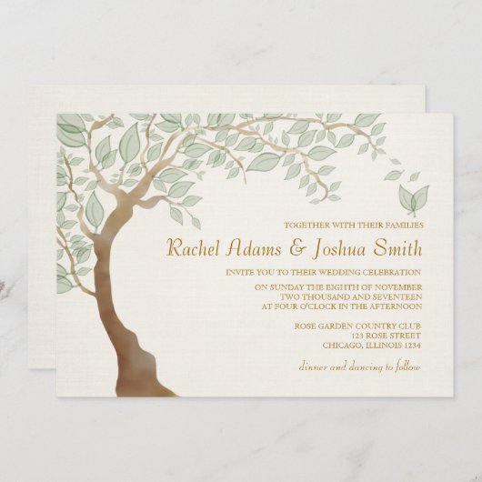 ツリー素朴結婚式招待状 招待状 (正面/裏面)
